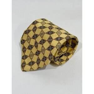 Geoffrey Beene Silk Tie Geometric Men Necktie Gold Color